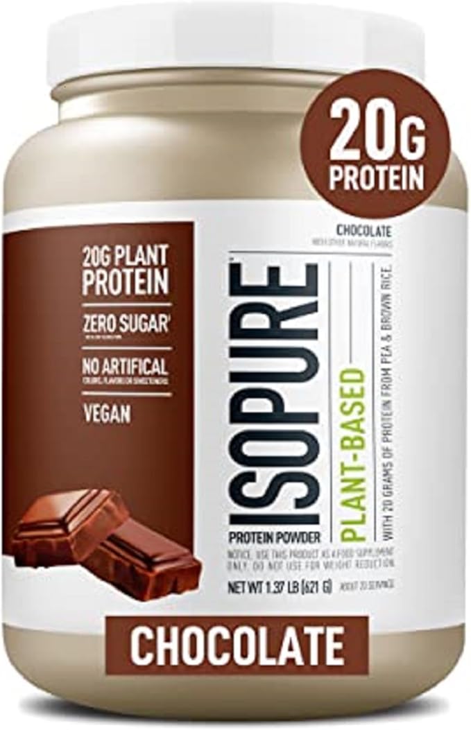 Isopure Plant-Based Chocolate protein powder from Amazon.com